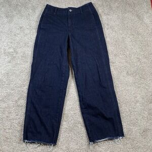 BANANA REPUBLIC Straight Fit High Rise Dark Wash Raw Hem‎ Stretch Jeans Reg 26/2